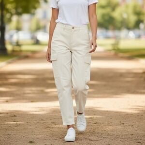 NWT Madewell Womens High Rise Slim Seamed Utility Barrel Leg Pants Green Size 2‎